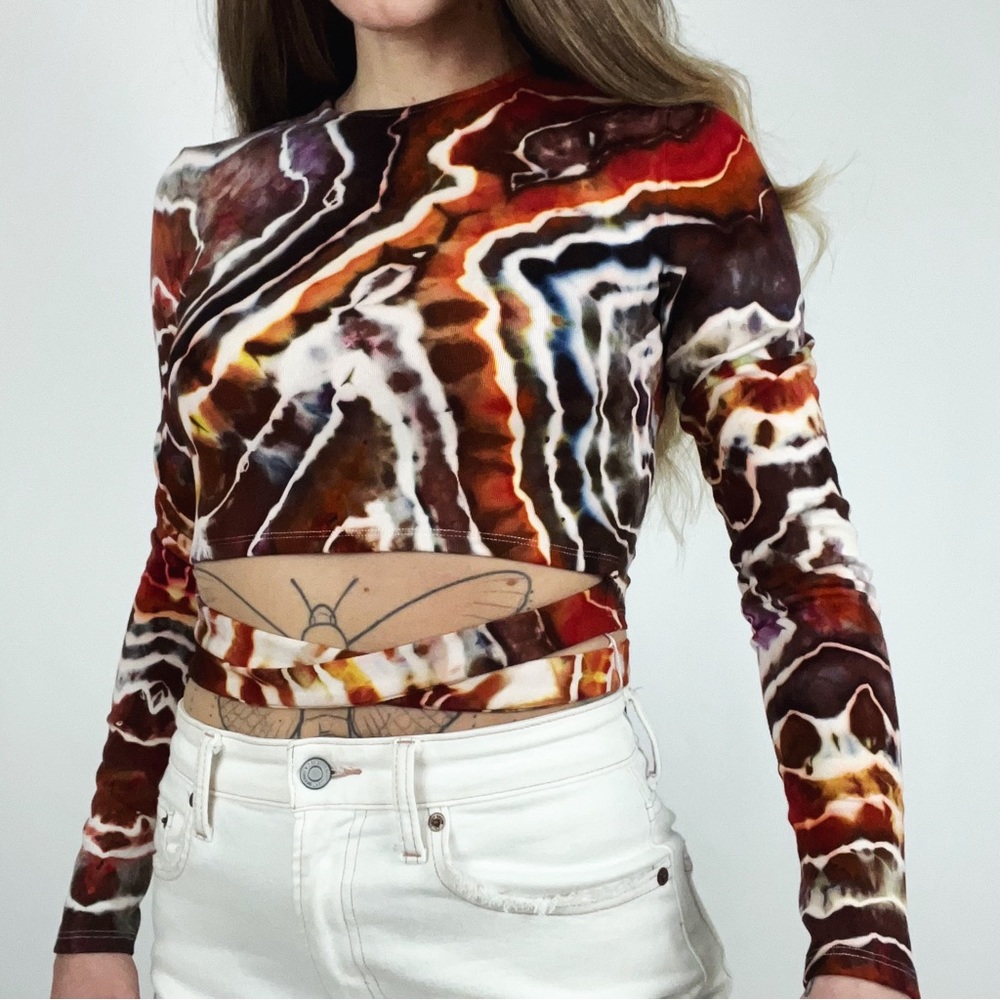 NEW Hand-Dyed Geode Tie-Detail Crop Top | Size S - Picture 5 of 11